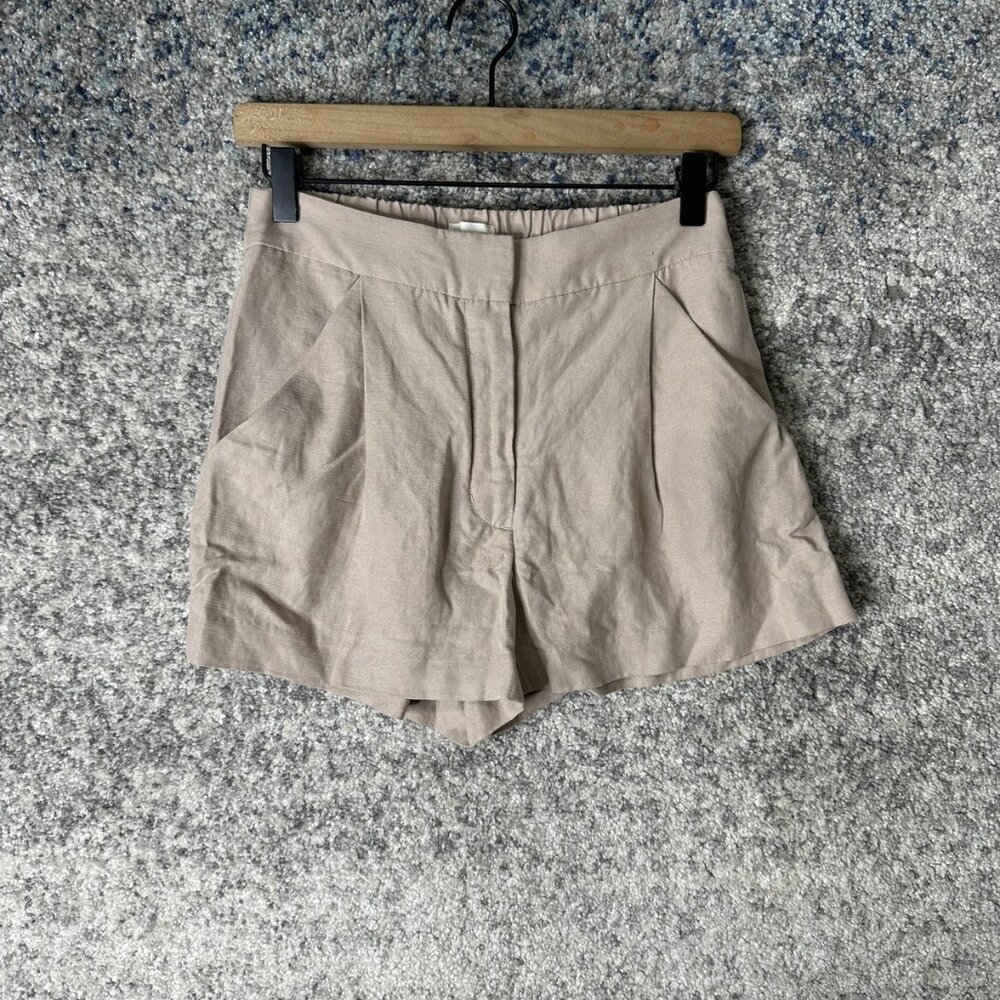Wilfred‎ Shorts Womens 2 Beige Tencel Linen Pleated High Rise Elastic Waist